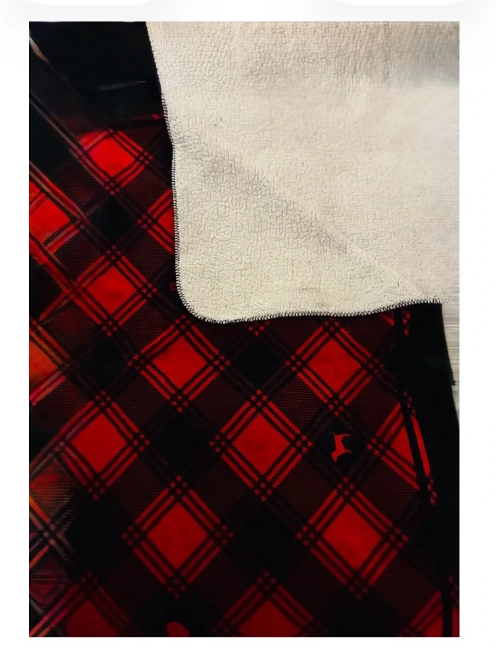 PINK Victoria's Secret Red & Black Plaid Sherpa Throw Blanket
